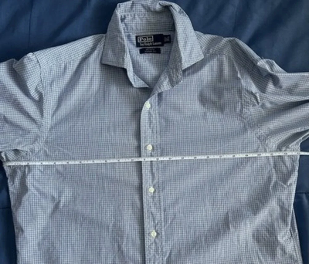 Vintage Polo Ralph Lauren Estate Classic Fit Dress Shirt Blue Check Men's M